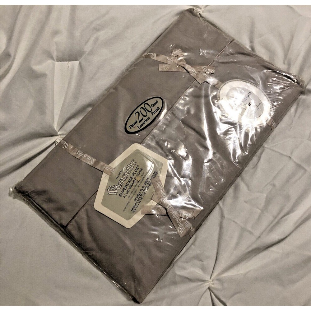 New Wamsutta Supercale Plus 200 count Luxurious Percale Double Flat Sheet Gray